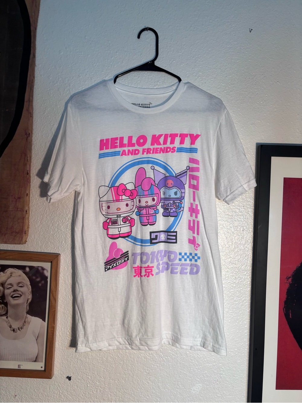 Sanrio Hello Kitty White Tee with Pink & Purple Print